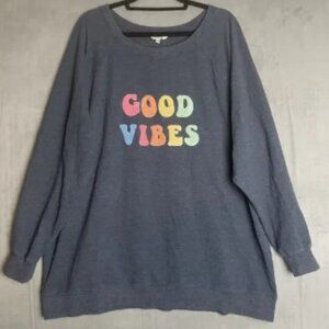 Wildfox Sweater Womens 2XL Good Vibes Crewneck Pullover Rainbow Graphic Cozy